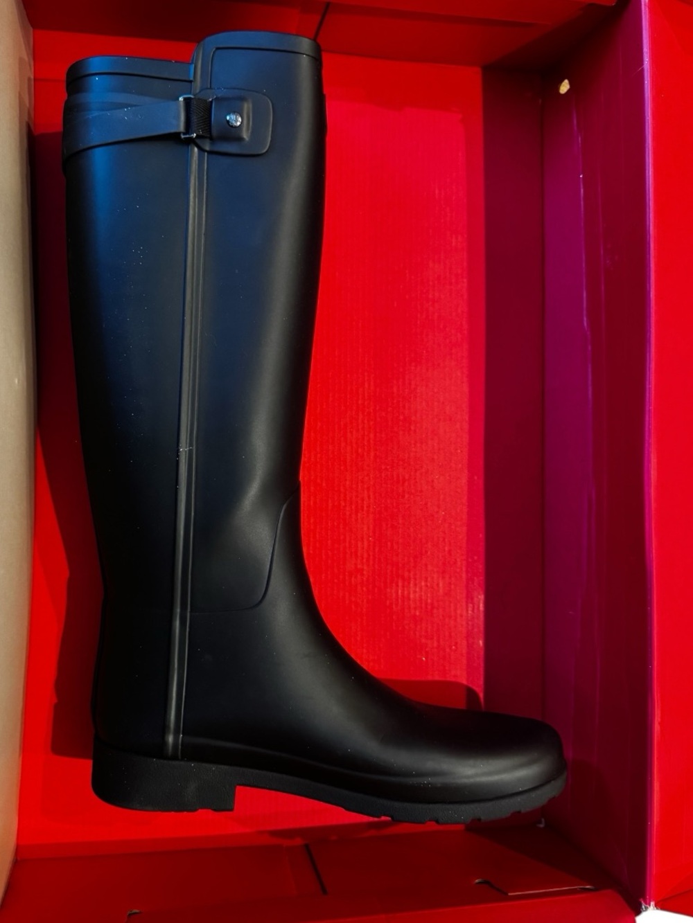 Hunter Original Black Backstrap Tall Rain Boots Buckle Waterproof Wellies - Picture 3 of 10